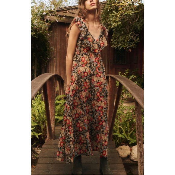 THE GREAT. Maxi Floral The Geranium Ruffle Dress - Picture 3 of 7